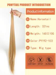 32英寸歐美女士辮馬尾,風琴棒直髮馬尾,2023年流行馬尾棒假髮 - 金色 - 查看 2