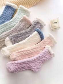 Thickened Coral Fleece Socks For Women, Autumn & Winter Plush Towel Socks For Home & Sleepwear - Purple - View 4