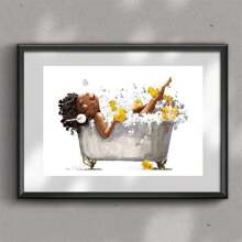 1 Miếng Tắm rửa tranh sơn dầu Bức tranh Treo tranh , Đẹp Afro   Bong bóng Tắm Cao su Dễ thương Boho Hình minh họa , Phòng tắm SPA Người làm đẹp Đồ trang trí Treo tranh Không có khung - Nhiều màu - Xem 1