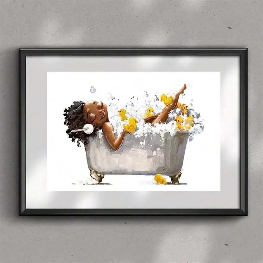 1 Miếng Tắm rửa tranh sơn dầu Bức tranh Treo tranh , Đẹp Afro Bong bóng Tắm Cao su Dễ thương Boho Hình minh họa , Phòng tắm SPA Người làm đẹp Đồ trang trí Treo tranh Không có khung - Nhiều màu - Xem 1