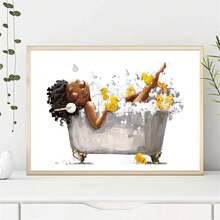 1 Miếng Tắm rửa tranh sơn dầu Bức tranh Treo tranh , Đẹp Afro   Bong bóng Tắm Cao su Dễ thương Boho Hình minh họa , Phòng tắm SPA Người làm đẹp Đồ trang trí Treo tranh Không có khung - Nhiều màu - Xem 8