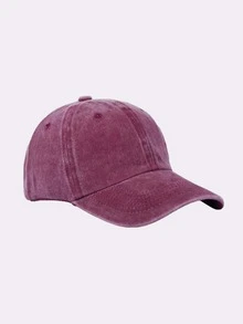 1頂復古倫敦圖案磨損野外柔軟邊緣防曬棒球帽帶帽峰 - 酒紅色 - 查看 3