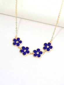 1 Set Of Multicolor Mother Of Pearl Double-Sided Flower Design Fashionable Necklace For Women - Rose Red - View 4