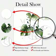 1入木製框架畫布,葉子圖案,素描,廉價海報,家居裝飾布藝,圖案牆藝術裝飾,適用於客廳、臥室、辦公室、餐廳、酒吧壁飾,防水,繪畫,印刷,藝術品。尺寸為12x16英寸 - 多色 - 查看 4