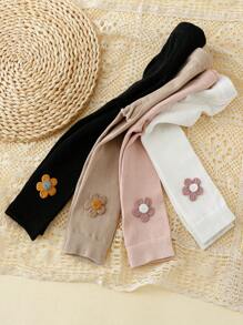4pcs Baby Girls' Solid Color Cropped Leggings, Suitable For Daily Life - Multicolor - View 6