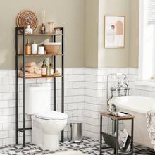 HOOBRO Toilet Shelf, Bathroom Storage Shelf With 3 Shelves, Washing Machine Shelf, Industrial Multi-Function Shelf, Retro Style, Space Saving, Easy To Assemble, Dark Brown