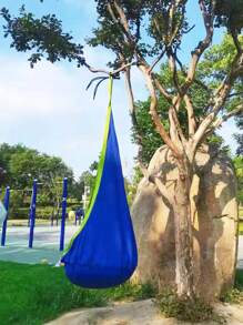 1 Set Of Blue Cloth Pod Swing Hammock, Suitable For Outdoor Picnic, Spring Outing, Leisure, Indoor Relaxation At Home Camping Stuff - Blue - View 2