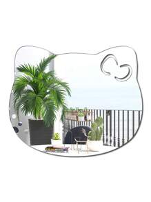 1pc Cat Shaped Mirror Decoration Wall Sticker, 2mm Thick Acrylic Material Mirror Decal, Suitable For Bedroom, Living Room, Bathroom, KitchenToilet Sticker,Stickers,Wall Decal,Vinly Decal For Home Decorations,Spring Decoration Items Refesh Your Home,Rama Decoration Stickers