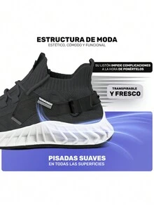 Tenis Deportivos De Hombre Para Correr Casuales Moda - Gris Oscuro - Ver 5