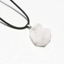 天然水晶、玛瑙簇、石块、彩色水晶点矿石不锈钢吊坠项链不对称形状男女皆宜 - 帶繩子的吊墜 - 查看 13