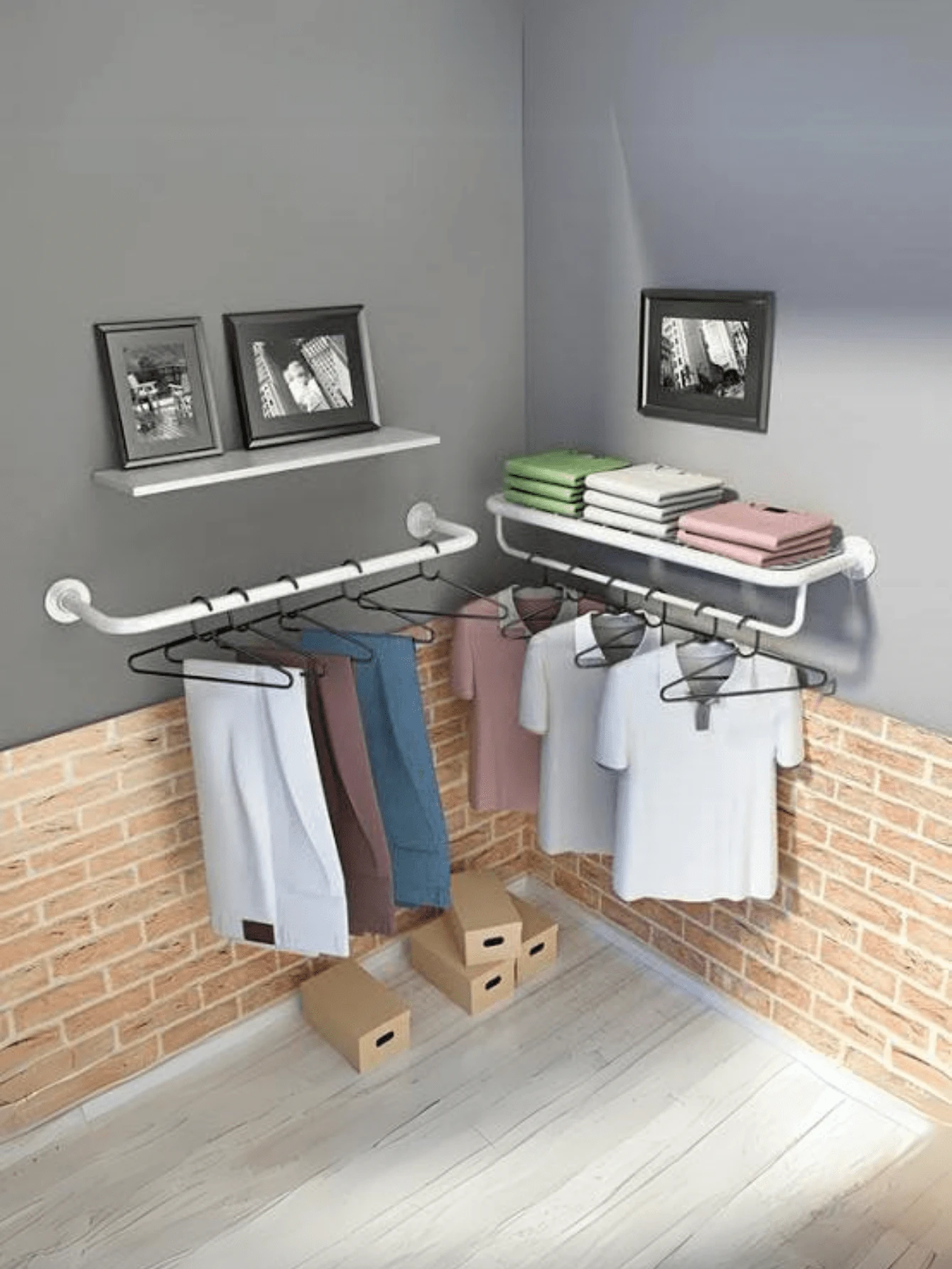 Arara De Parede Cabideiro de Roupa Super Resistente Ideal Para Loja De Roupas 60CM - Preto - Visão 1