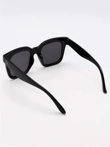 1 Pair Black Fashionable Square Frame Fashion Glasses, Suitable For Street Photography, Travel, And Stylish - Black - View 6