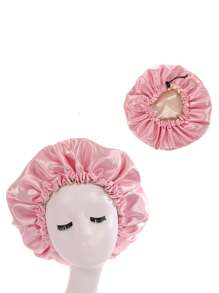 1 件男女通用 2000 年代雙層緞面針織無簷小便帽,冬季保暖又時尚 - 粉色 - 查看 8