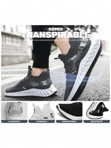 Tenis Deportivos De Hombre Para Correr Casuales Moda - Gris Oscuro - Ver 3