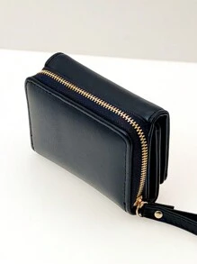 MINGYOU 短款三折 PU 女士多功能钱包 拉链零钱卡和文件收纳袋 女士腕带钱包 钱包 钱包 小钱包