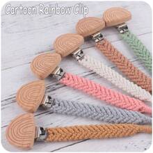 1 Pièce Nouveau Style Enfants Anti-chute Bois Arc-en-ciel Clip Pour Artisanat, Innovant Dessin Animé Conception Diy Fait Main Tissé Corde Bijoux