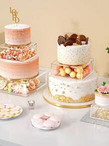 CHARMS 1 件透明亚克力圆形或方形蛋糕架，可用鲜花、气球、纸、灯、甜点、糖果或其他创意装饰品、厨房、圣诞礼物装饰