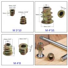 260pcs Metric Threaded Insert Nut Assortment Kit, Zinc Alloy Wood Insert Bolt Fastener Hex Socket Drive Nut, For Wood Furniture