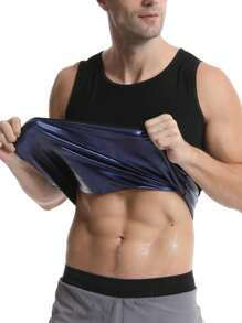 运动户外 1 件男士运动汗水背心、桑拿背心、健身训练背心、紧身吸湿排汗背心塑身衣腰部训练器束身衣