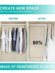 1個,多孔魔術衣架掛鉤可旋轉折疊防風衣掛家用多功能防滑晾衣架 - 黑色 - 查看 8