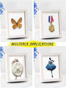 8x8 Zoll 3D Ausstellungsbox mit Buchstaben Aufklebern, geeignet für Souvenirs, Babysachen, Hochzeitserinnerungen, Basteleien, Tickets und Fotos, Geburtstags- und Abschlussgeschenke - Weiss - Übersicht 6