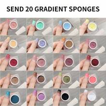 20 Colors Pat Painting Gel Nail Polish With 20Pcs Sponge Gradient Semi Permanent Soak Off Uv Led Nail Art Gel Varnishes For Nail Gift For Women Nails - Multicolor - View 2
