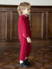 4pcs/set Toddler Boys' Formal Gentleman Suit - Burgundy - View 3