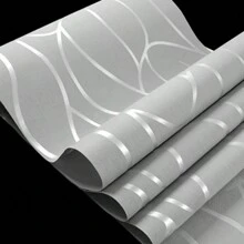 1 卷几何线条现代简约壁纸，植绒压花工艺，无纺布材料，非常适合家庭客厅卧室装饰，翻新贴纸剥离墙板，墙纸，壁纸，春季装饰物品让您的家焕然一新，节日装饰贴纸礼物生日毕业 - 淺灰色 - 查看 2