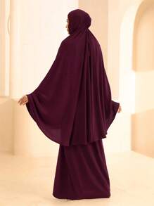 1套女士cey透氣禱告日用頭巾,適合做頭巾 - 酒紅色 - 查看 1