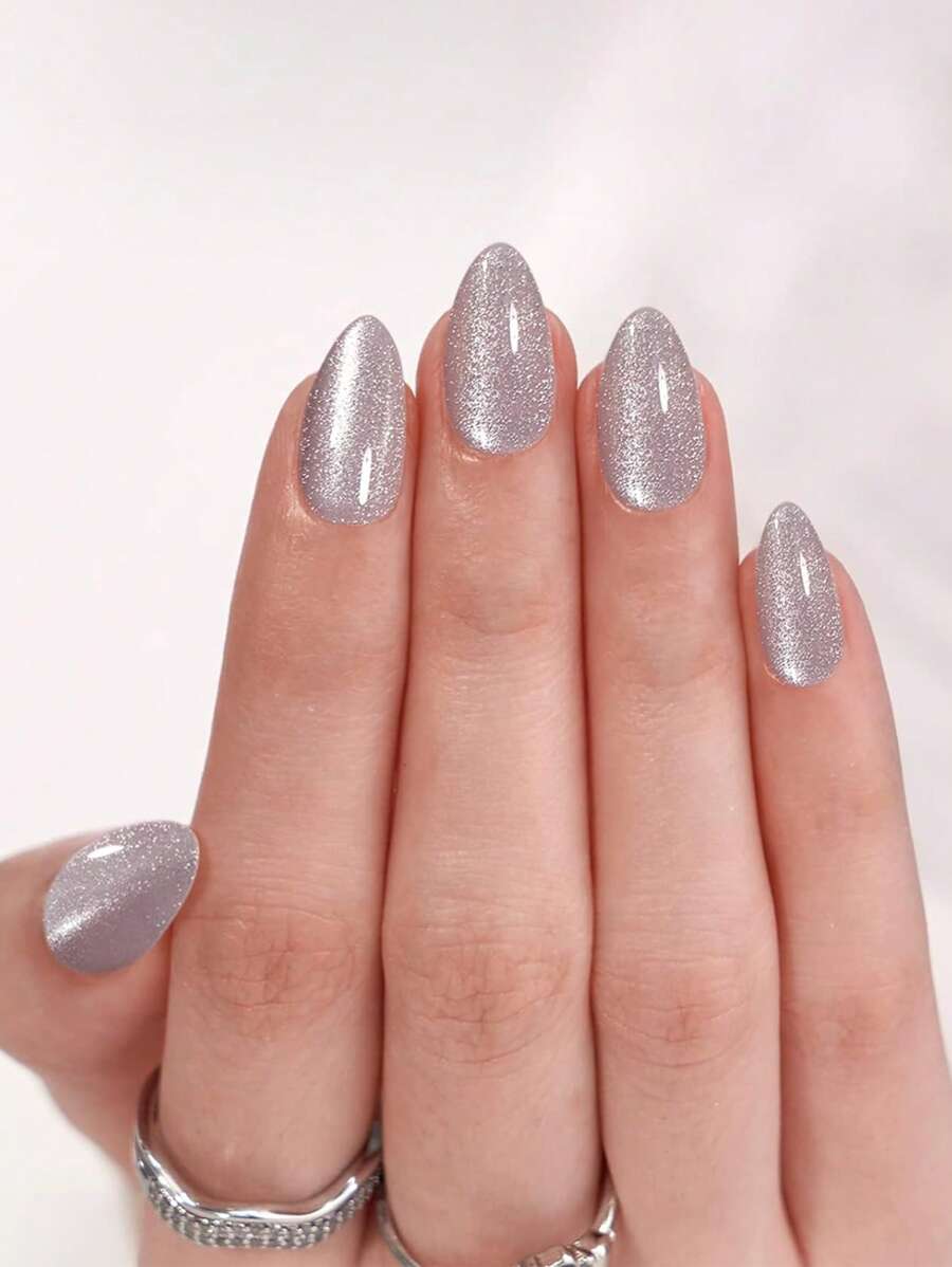 24入組手工製作方形9D星河貓眼指甲片，附1入倉鼠筆和1入果凍凝膠