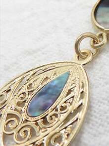 輕奢侈品黑色天然母貝項鍊女裝精細中空花紋手鍊項鍊高級感珠寶套裝 - 手鍊 - 查看 4