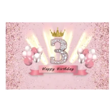 1 岁生日派对背景装饰布粉色气球快乐派对装饰横幅生日背景布，产品尺寸 100 厘米 3.2 英尺 * 150 厘米 4.9 英尺照片摄影背景，圣诞节 - 粉色 - 查看 7