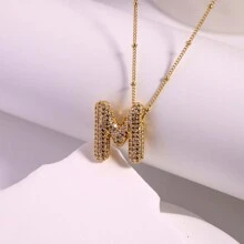 1 件大号透明水晶字母吊坠项链女士气球 26 个字母定制名字项链镀金珠宝礼物 - 金色 - 查看 15