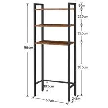 HOOBRO Toilet Shelf, Bathroom Storage Shelf With 3 Shelves, Washing Machine Shelf, Industrial Multi-Function Shelf, Retro Style, Space Saving, Easy To Assemble, Dark Brown