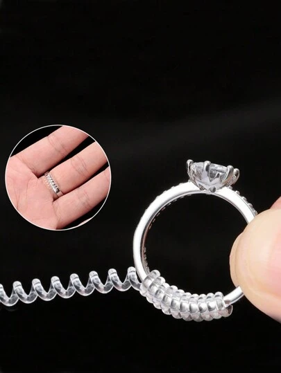 1 套/4 件戒指調整器套裝,可調薄矽膠透明隱形戒指護罩,snuggies 電話線螺旋收緊器