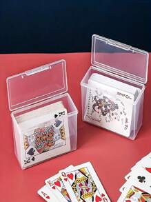 1/2 pièces Boîte de cartes à jouer, étui clair de jeu de cartes, deux images de pokers peuvent être placées (sans cartes), cadeau de Noël, d'Halloween et de Thanksgiving