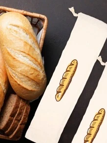 1Pc Linen Bread Bags Reusable Bread Storage Bags- Unbleached Drawstring Bags For Breads Natural Storage For Artisan Bread Bakery Baking Food Bags Pastry Flax Vertical Section Wedding Party Gift Bags - Yellow - View 6