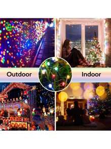 1入戶外太陽能串燈，5米/20燈，7米/50燈，12米/100燈，22米/200燈，8種模式顏色，IP65防水太陽能裝飾串燈，適用於庭院、花園、柵欄、陽台、路徑、派對裝飾、裝飾燈。户外照明 - 彩色 - 查看 7