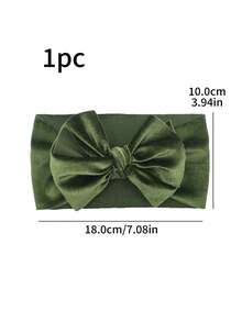 1入組可愛的絲絨頭箍,帶有雙層蝴蝶結,適用於兒童髮飾配件 - 綠色 - 查看 2
