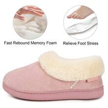 Women's Bootie Slippers Ladies House Shoes With Bedroom Memory Foam And Indoor Outdoor Rubber Sole - Hồng - Xem 5