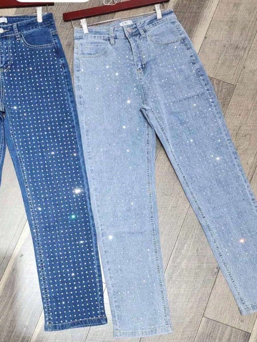 JEANS DE PEDRERIA - Azul lavado medio - Ver 1