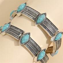 Turquoise Necklace 2023 Autumn And Winter New Women'S Necklace European And American Bohemian Style Personalized Short Collar Women'S Jewelry Fashion Alloy Necklace Lover'S Gift Anniversary Gift Birthday Party Gift Holiday Suitable For College Students To Work Young Girls Women White-Collar Office Workers Daily Wear - Antique Silver - View 4