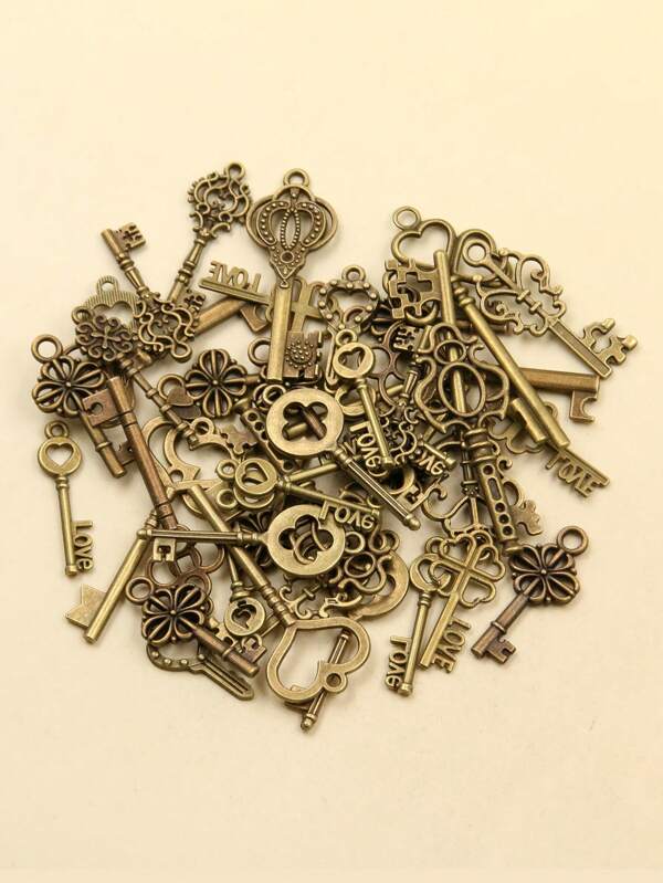 40 Peças Pingentes De Liga De Metal Em Forma De Chave Vintage Aleatórios, Adequados Para Acessórios De Pulseiras De Roupas E Jóias Diy