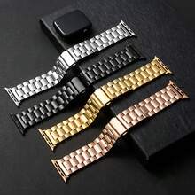 Compatible With Apple Watch Band 42mm 44mm 45mm 49mm 38mm 40mm 41mm, Stainless Steel Watch Band With Case Compatible With Apple Watch Series 8/7/6/5/4/3/2/1/SE/SE2/Ultra, 42mm 44mm 45mm (Without Watch)/Valentines Gifts/New Years Gifts/Valentines Games/New Year Games/Wedding Games/New Year Gifts/Valentine's Day Gifts - Black - View 5