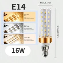 1入組16w Led玉米燈泡,適用於室內風扇吊燈,省電led燈泡,白光,暖光,中性光可選,相容e14/e27底座 - 三色調光 - 查看 5