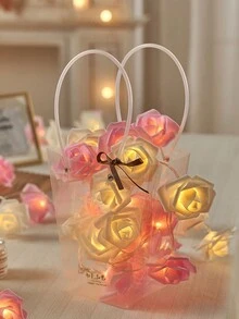 1條 Led 玫瑰花仙女燈串用於七夕節、浪漫求婚、婚禮、生日裝飾 - 粉紅白拼色 - 查看 8