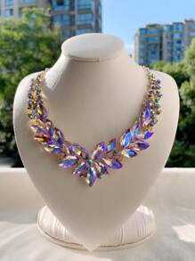 1 Peça Colar De Casamento De Cocktail De Babador De Cauda De Festa Fashionova Feminino, Elegante, Decorado Com Strass