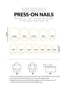 24入組短方形優雅純色美甲套裝，女士及女孩專用壓花假指甲，淺紫色指甲用品，升級造型 - 淡紫色 - 查看 5