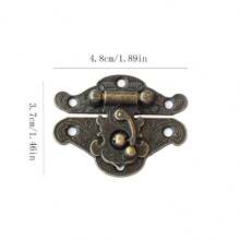 1pc Small Box Buckle Latch Lock Antique Hasp Lock For Wooden Box, Green/Bronze Colored Jewelry Box Hardware - Bronze - View 3
