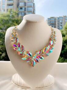 1 Peça Colar De Casamento De Cocktail De Babador De Cauda De Festa Fashionova Feminino, Elegante, Decorado Com Strass